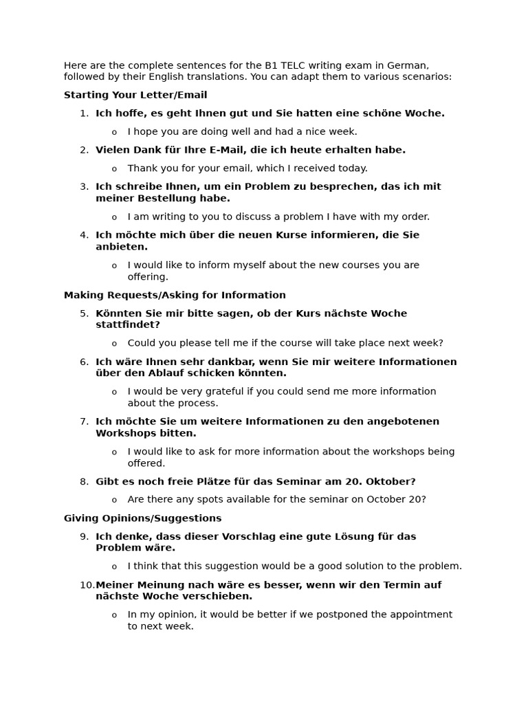 B1 German Writingsamples Pdf