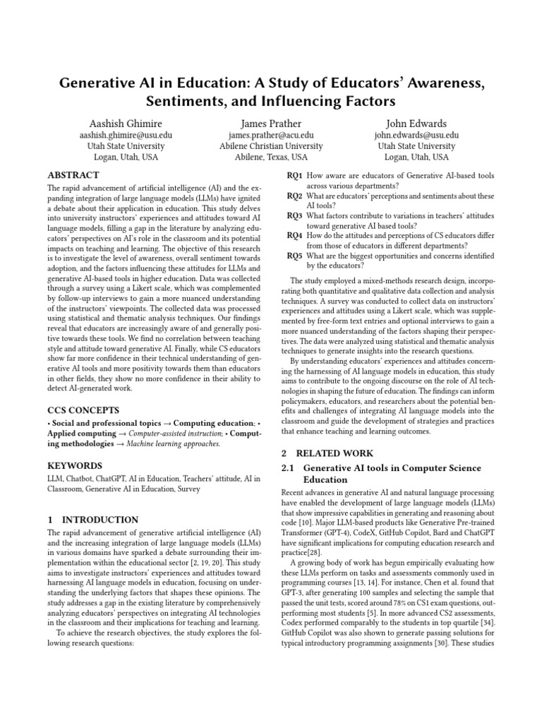 Educators' Views on AI in Classrooms | PDF | Artificial Intelligence ...