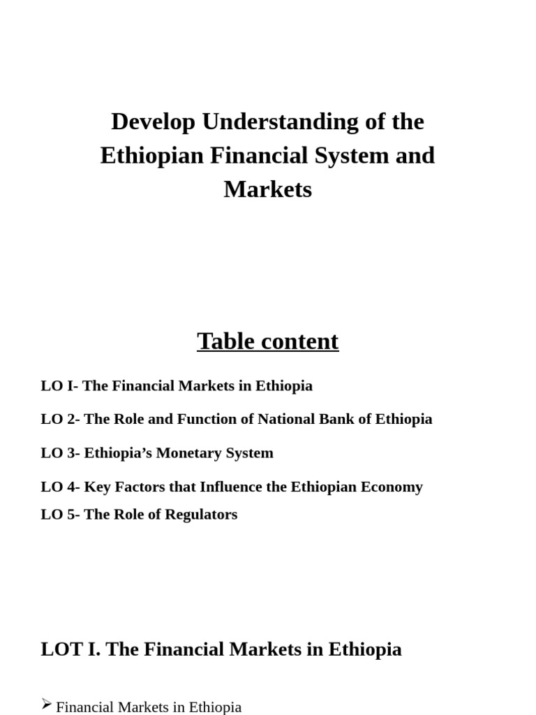 Ethiopian Financial Markets Overview | PDF | Derivative (Finance ...