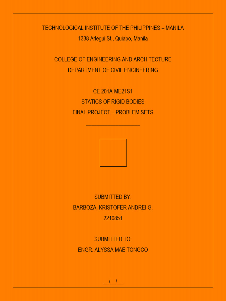 CE 201A Statics Final Project Sets | PDF