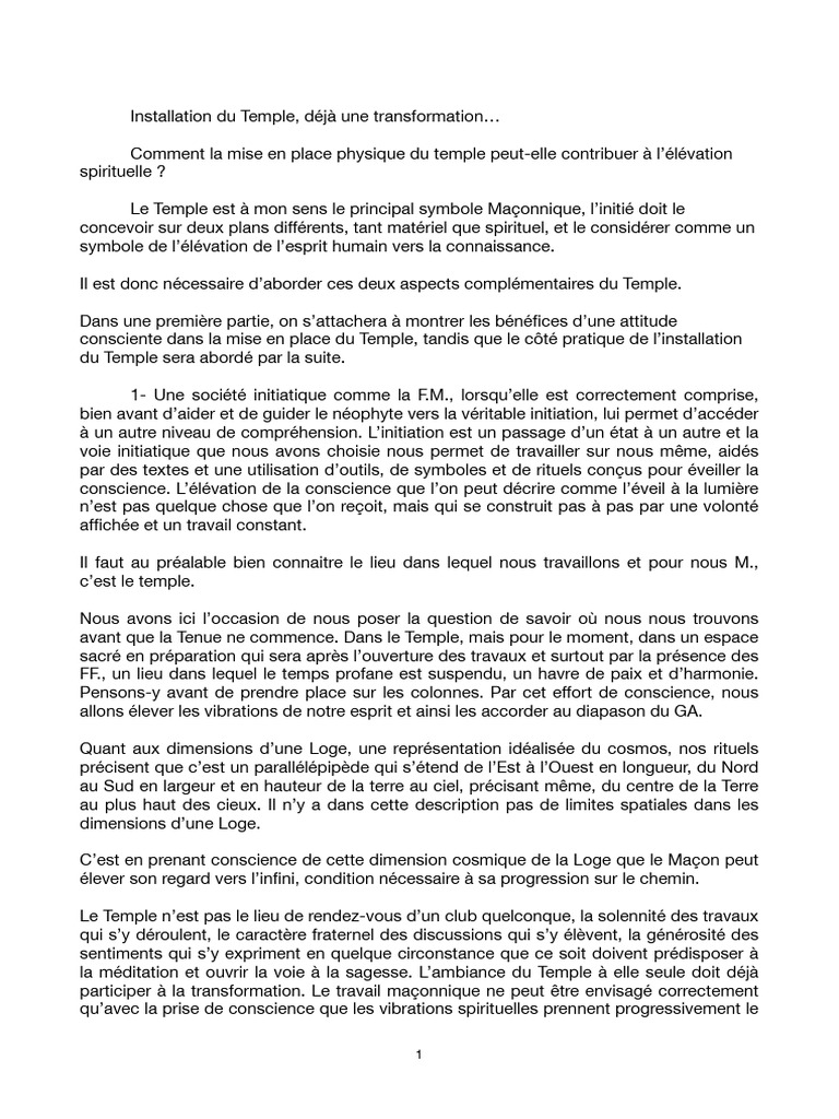 Installation et Sacralisation du Temple | PDF | Franc-maçonnerie ...