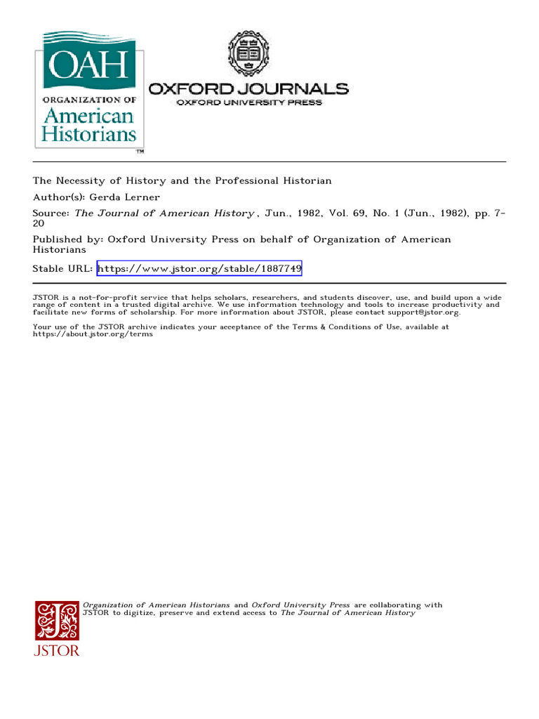 The Necessity of History and The Professional Historian | PDF ...