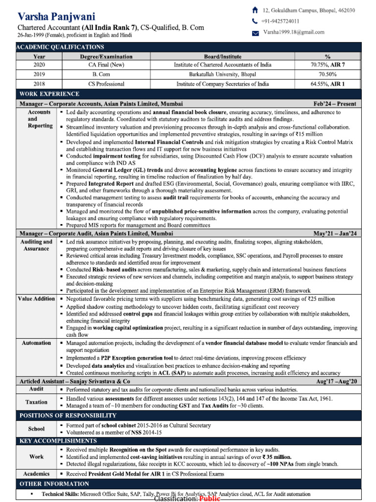 Iimjobs Varsha Panjwani | PDF