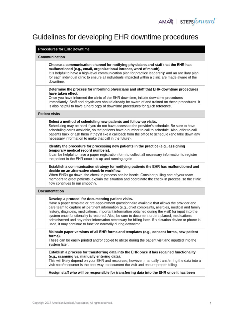 Ehr Downtime Procedure Interoperability | PDF | Electronic Health ...