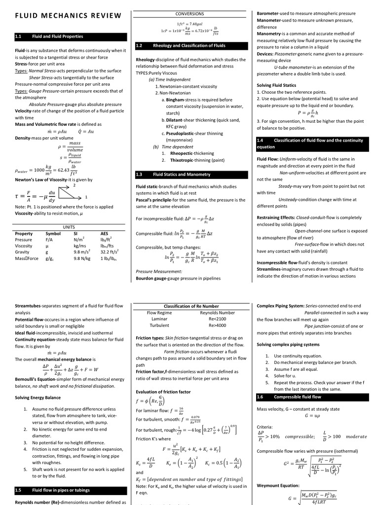 Fluid Mechanics Review | Download Free PDF | Fluid Dynamics | Fluid ...