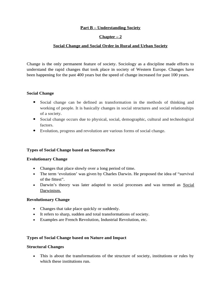 Social Change and Order in Society | PDF | Power (Social And Political ...