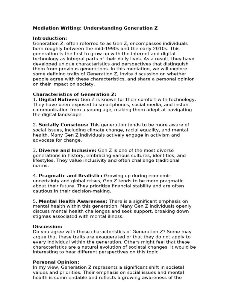 Characteristics of Generation Z Explained | PDF | Mental Health ...