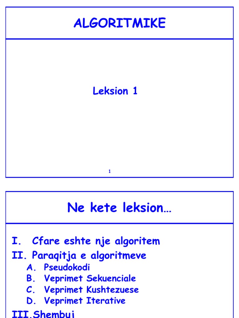 Algoritmike - 2011 - Leksion 1 | PDF