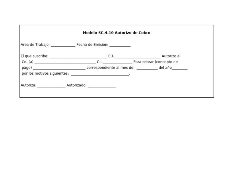 Modelo Autorizo de Cobro | PDF