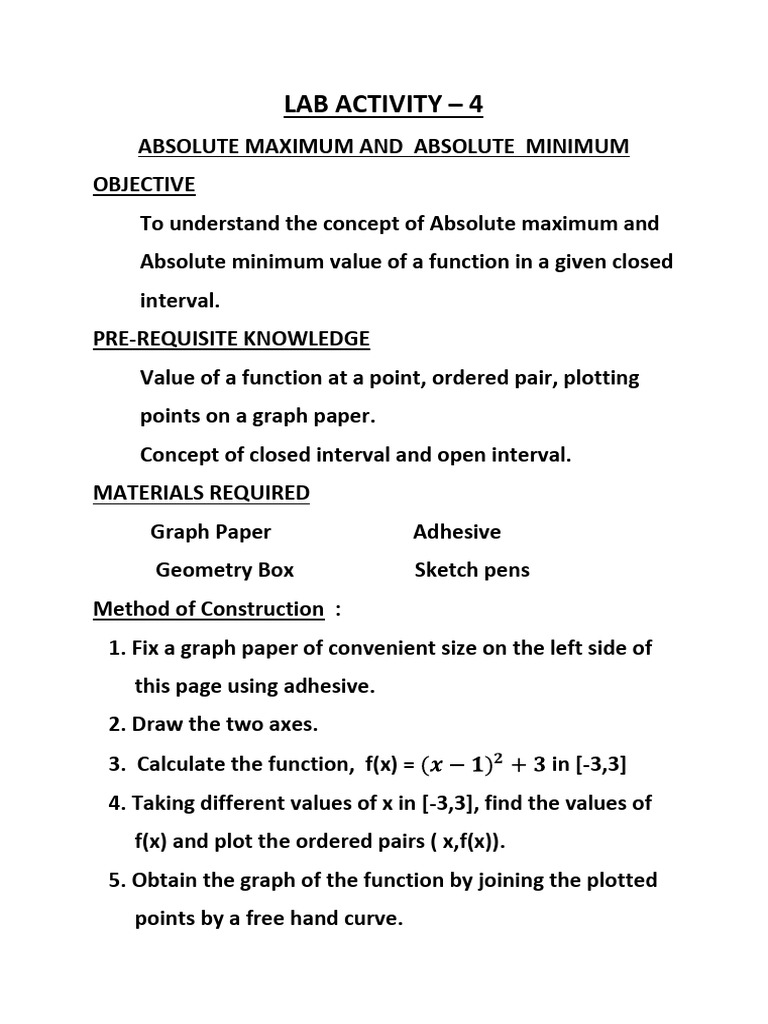 Absolute Max & Min of Functions Lab | PDF | Teaching Methods & Materials