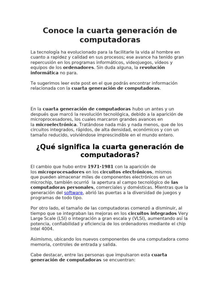 Conoce la cuarta generación de computadoras | PDF | Apple Inc ...