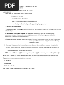 Food and Nutrition Second Term