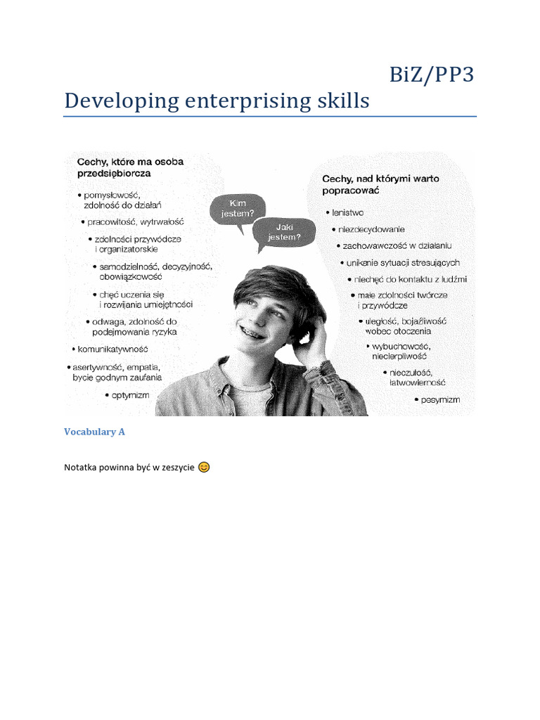 BiZ3 Developing Enterprising Skills S-1 | PDF | Knowledge | Communication