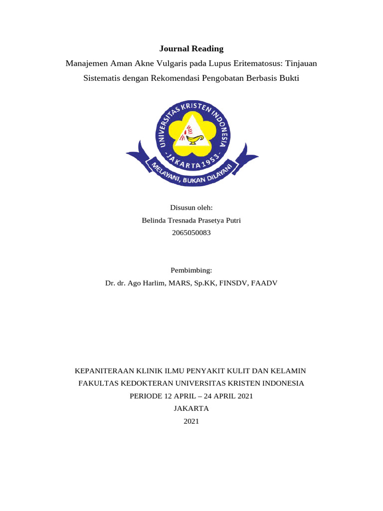 Journal Reading - Belinda Tresnada Prasetya Putri - 2065050083 | PDF