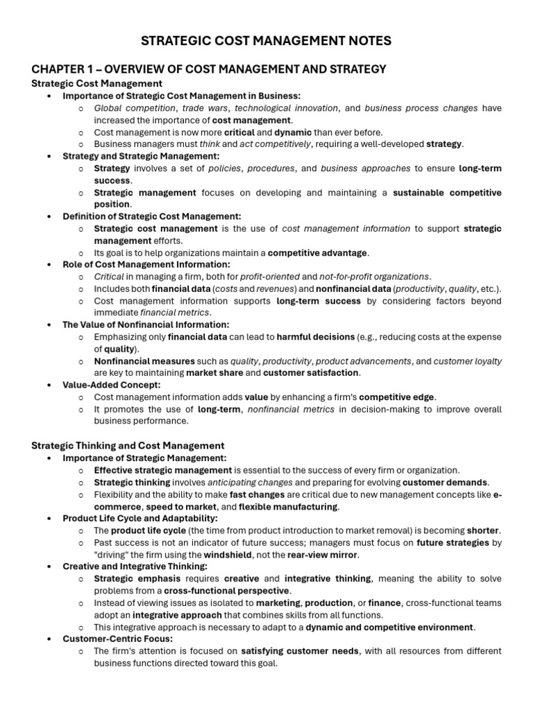Strategic Cost Management Overview | PDF | Strategic Management | Chief ...