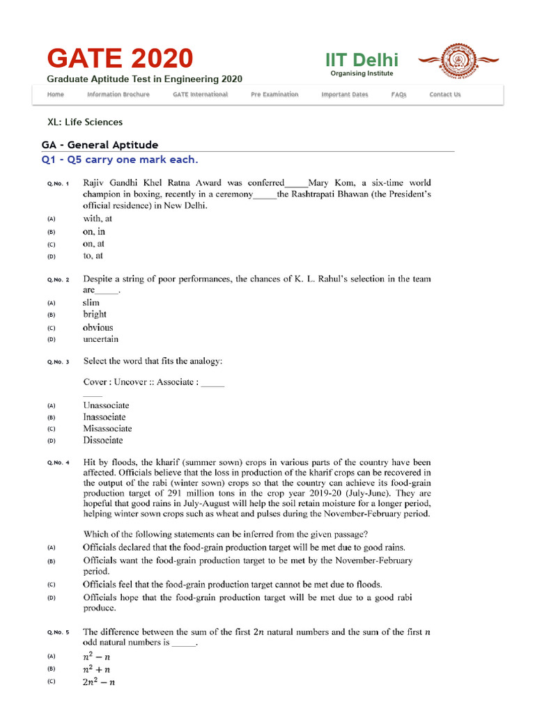Gate exam | PDF | Student Assessment And Evaluation | Higher Education