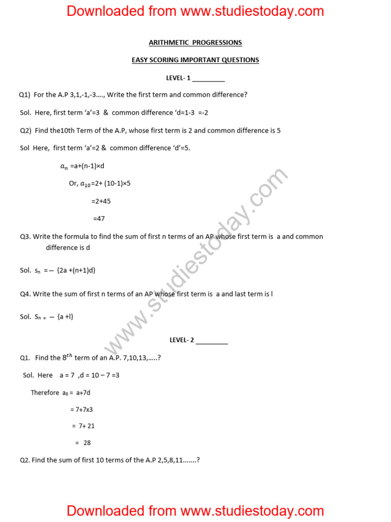Arithmetic Progression Assignment 18 | PDF | Mathematics | Arithmetic