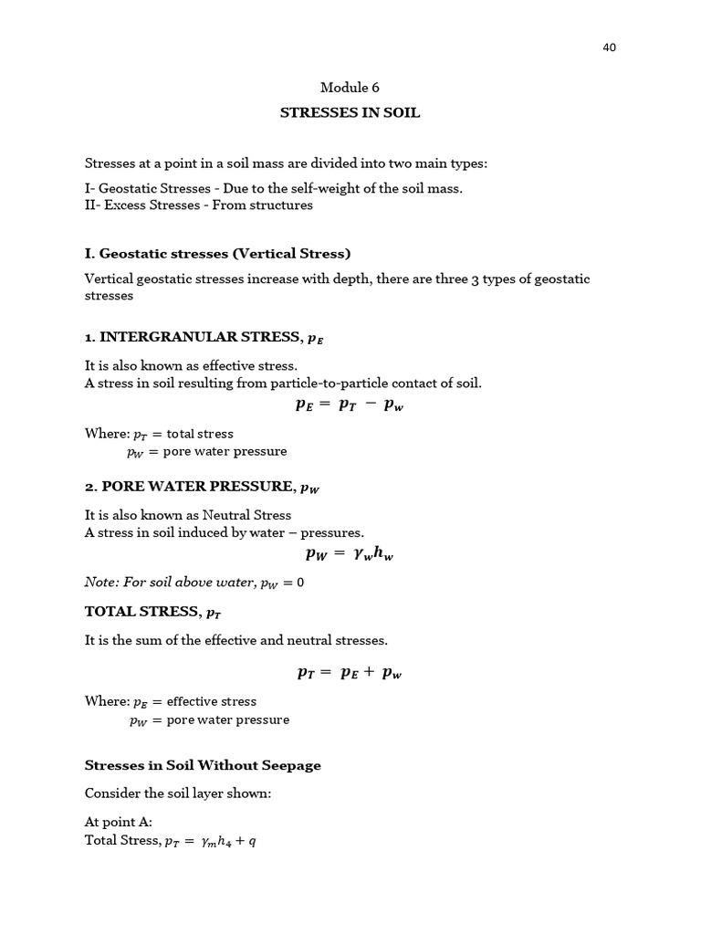 Soil Stress Analysis: Geostatic & Excess Stresses | PDF | Soil ...