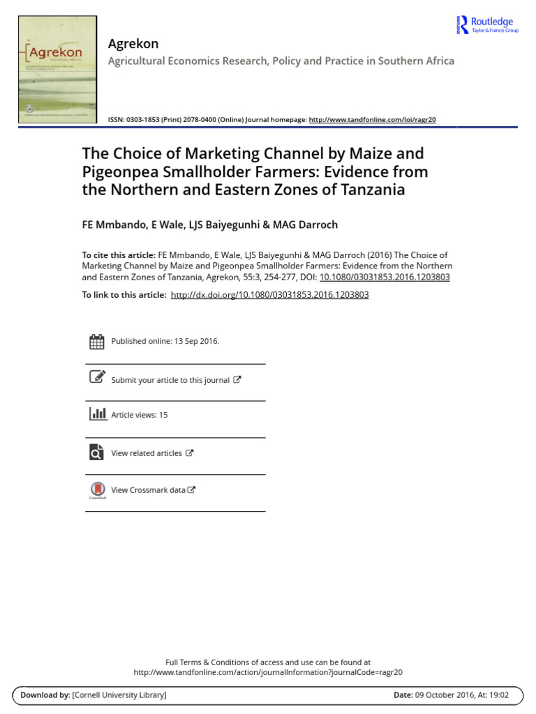 The Choice of Marketing Channel by Maize And-Selected For Obj 4 | PDF ...