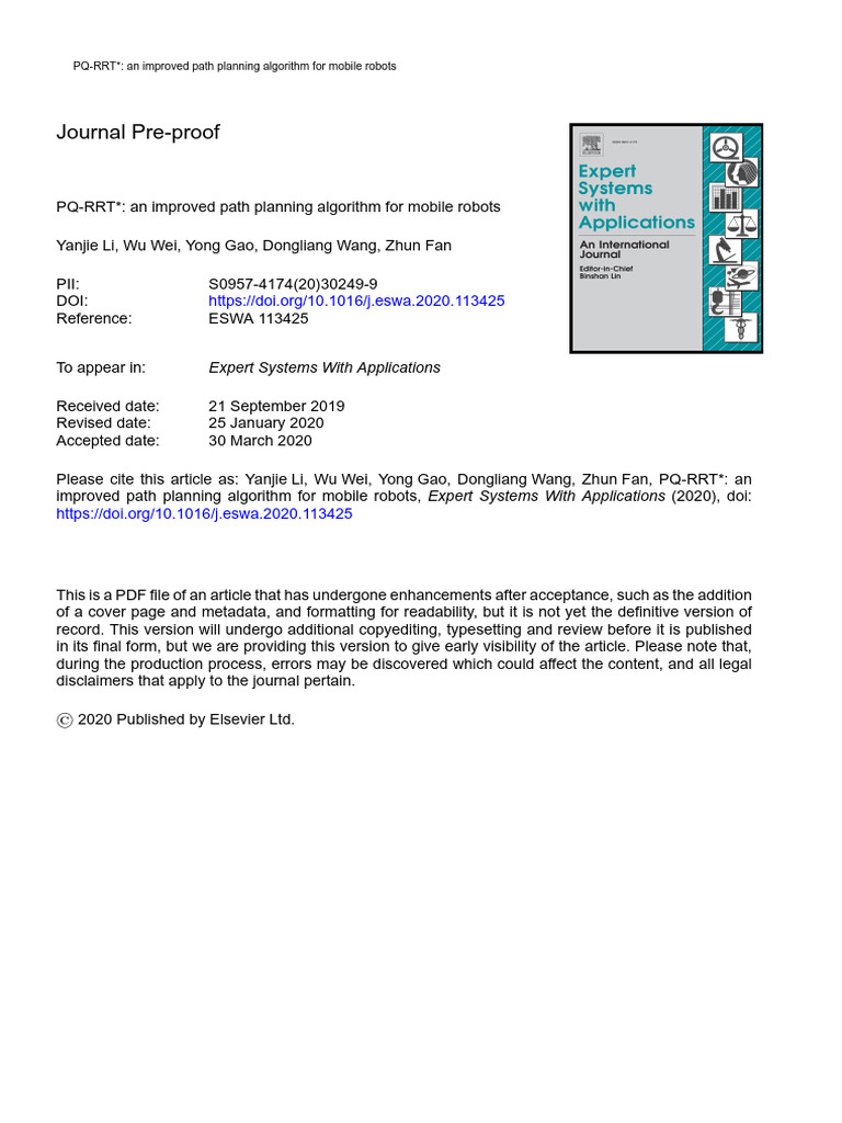 3 - PQ-RRTAn Improved Path Planning Algorithm For Mobile Robots | PDF ...