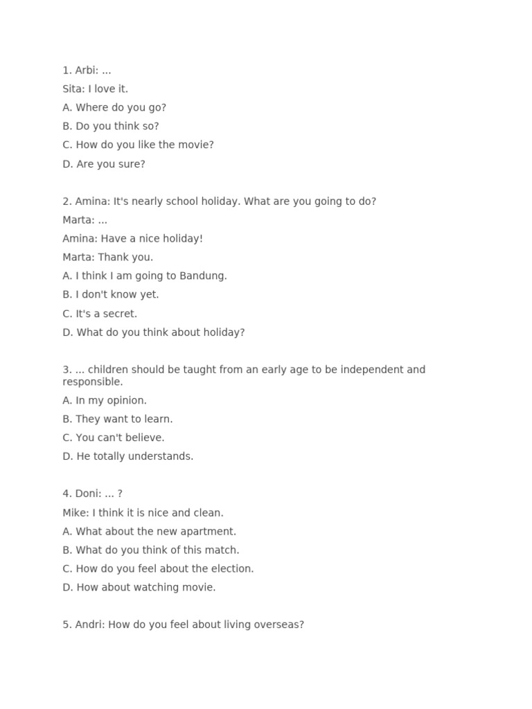 Latihan Soal Asking And Giving Opinion Pdf