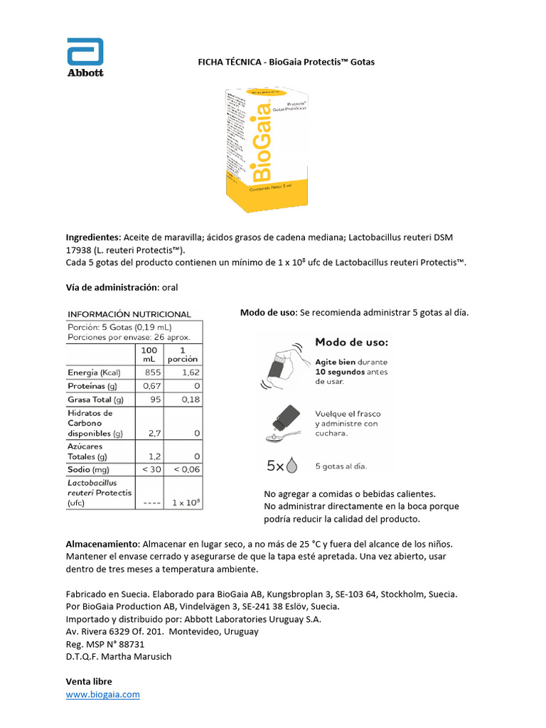 Biogaia Gotas | PDF | Salud y bienestar | Ciencia y matemáticas