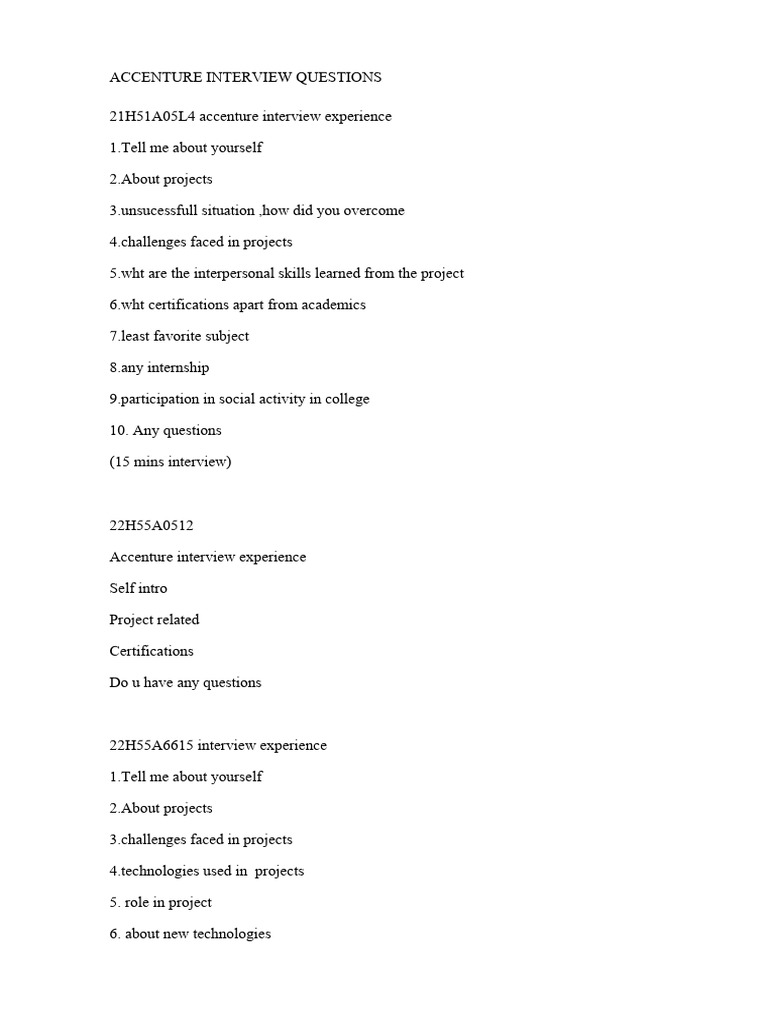 Accenture Interview Insights and Challenges | PDF | Computing