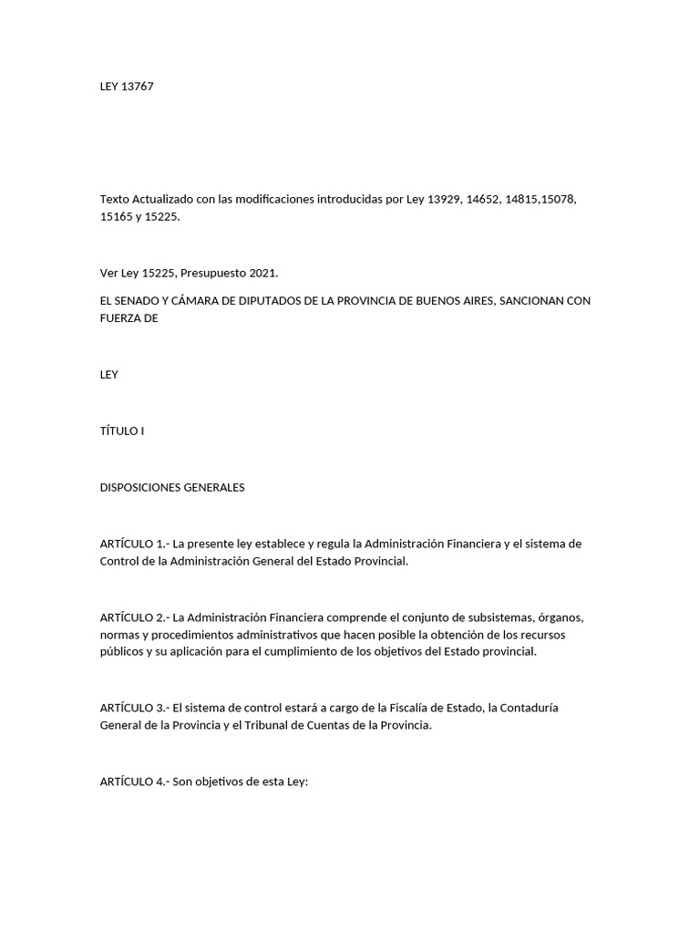 Ley 13767 | PDF | Presupuesto | Contabilidad