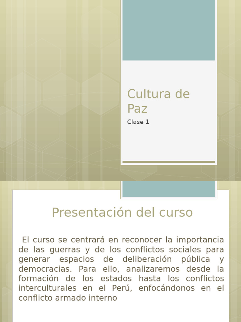 Introducción a la Cultura de Paz en Perú | PDF | Conflicto (proceso) | Paz