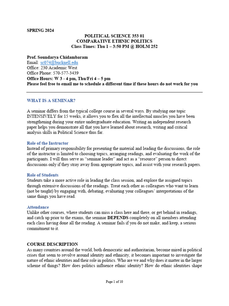 Comparative Ethnic Politics Seminar | PDF | Identity (Social Science ...
