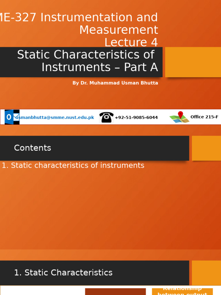 Lecture 4 - Static Characteristics of Instruments - Part A | PDF ...