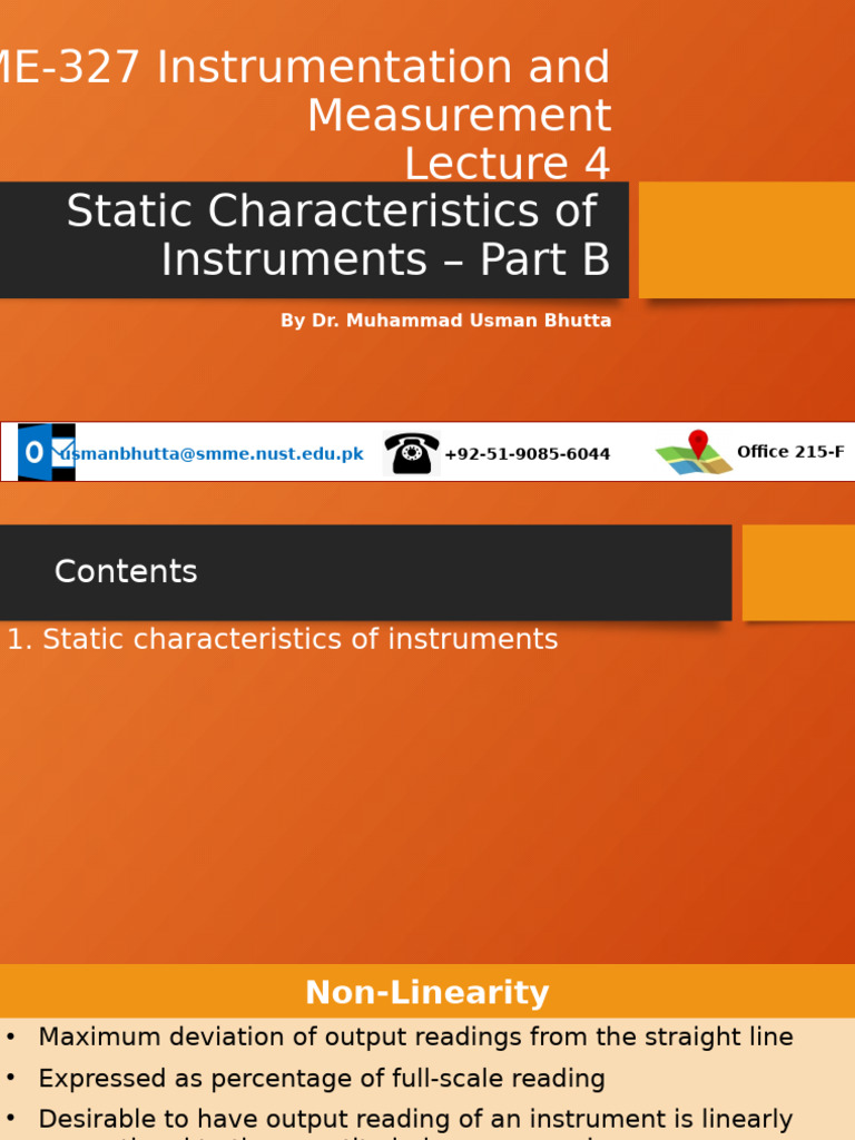 Static Characteristics of Instruments | PDF | Hysteresis | Sensor