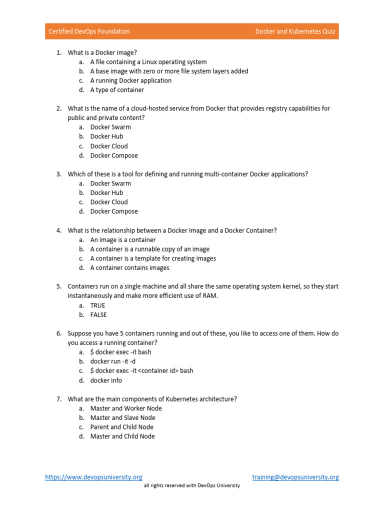 Docker and Kubernetes Quiz Answers | PDF | Software Engineering ...