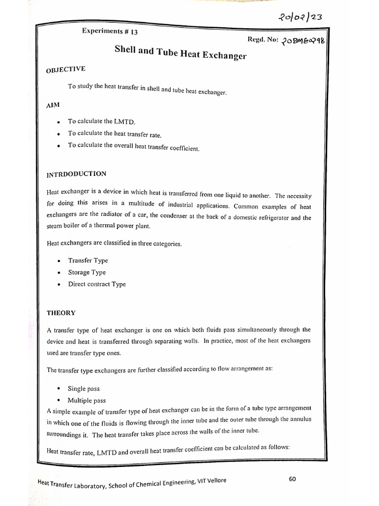 20BME0298 HT Exp10 | PDF