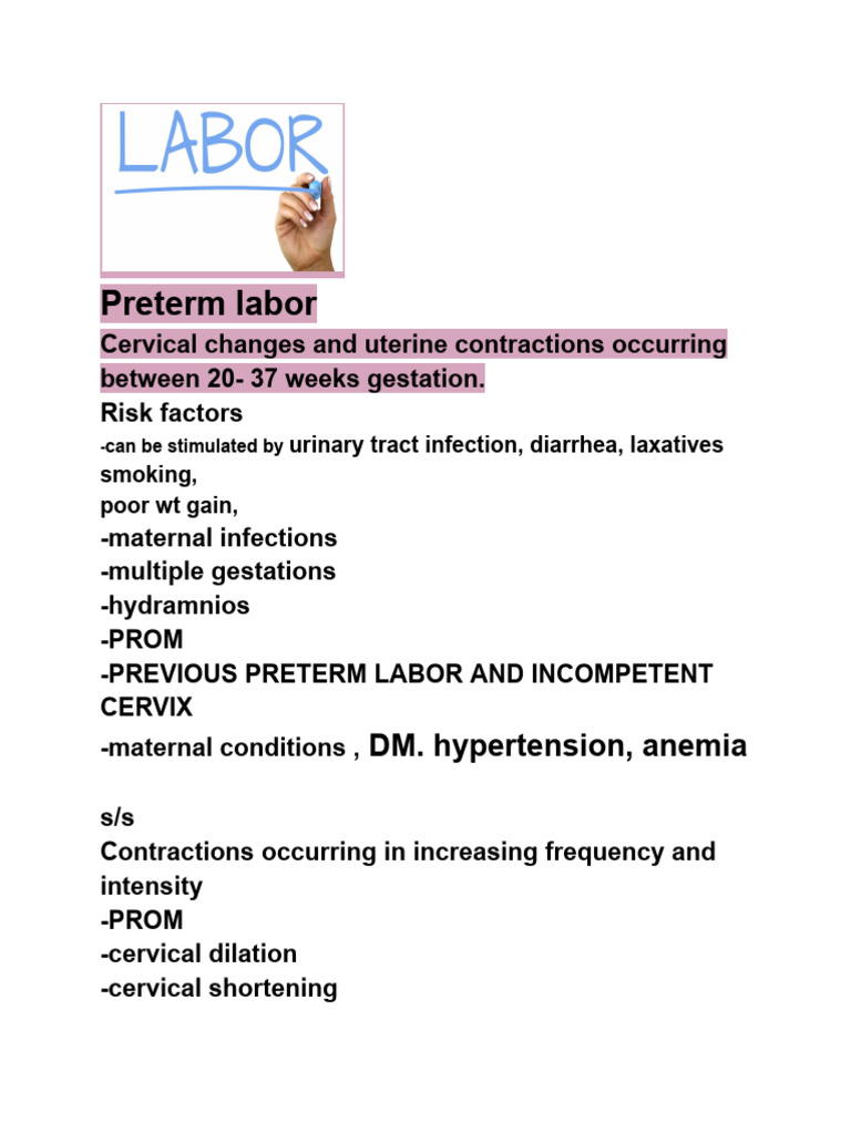 Preterm and Postterm Labor Overview | PDF