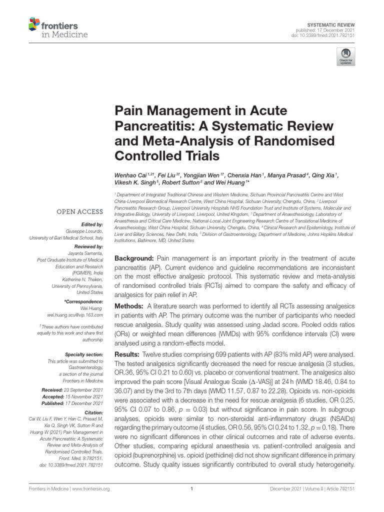 Fmed 08 782151 | PDF | Analgesic | Nonsteroidal Anti Inflammatory Drug