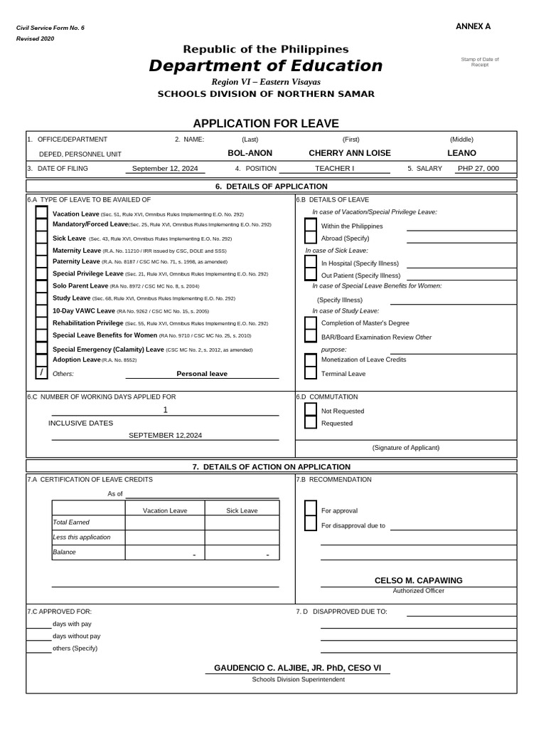 Paternity Leave Application Guidelines | PDF | Parental Leave | Sick Leave