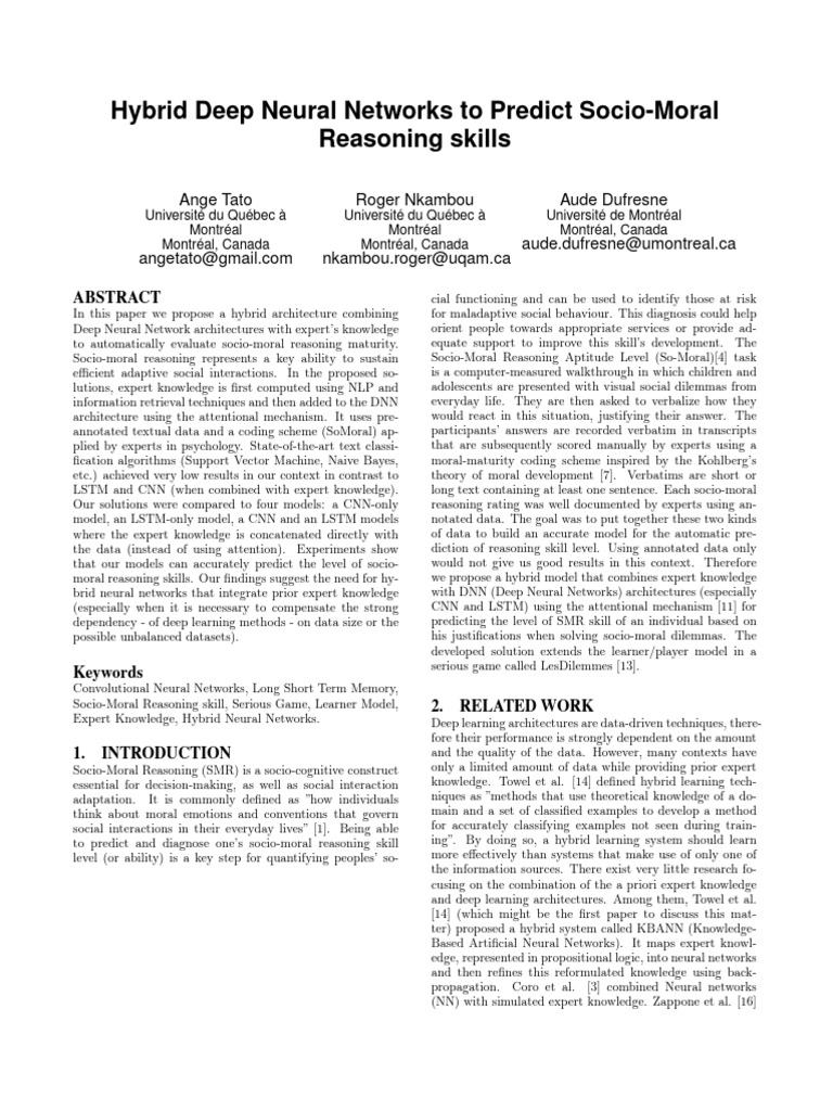Hybrid DNNs for Socio-Moral Reasoning | PDF | Deep Learning ...