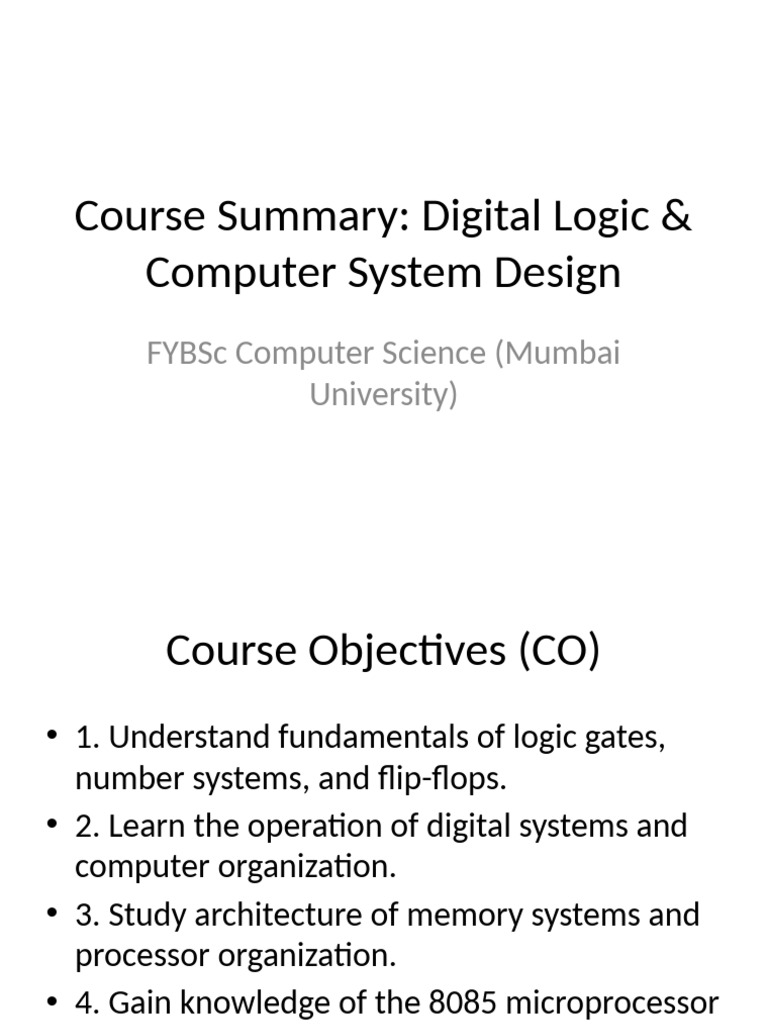 Digital Logic & Computer Design Course | PDF
