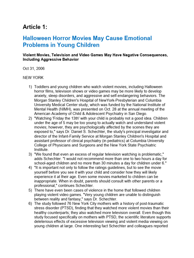 Horror Movies Articles | PDF | Fear | Psychiatry