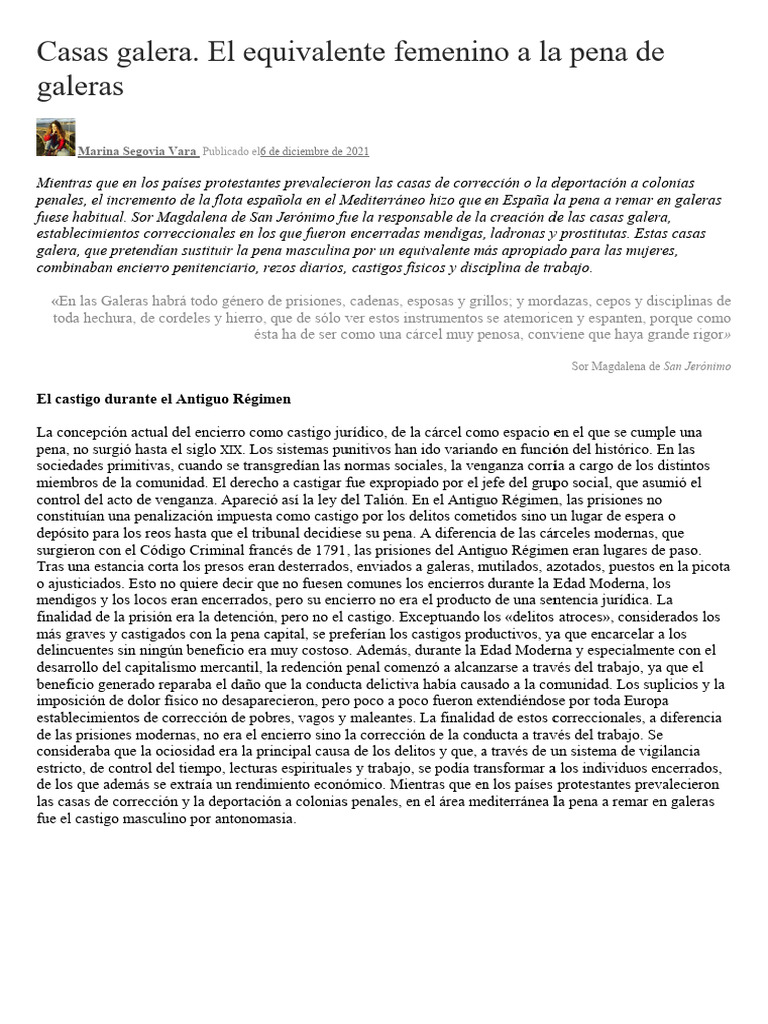 Historia de las Galeras Penales en España | PDF | Prisión | Adulterio