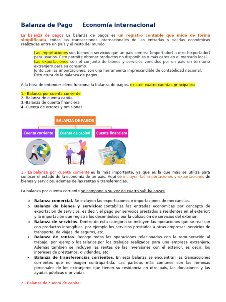 Balanza de Pagos en Economía | PDF | Balance de pagos | Exportaciones