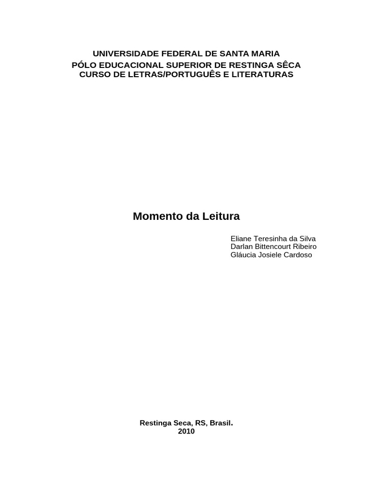 Projeto Momento Da Leitura Pdf Bibliotecas Aprendizado