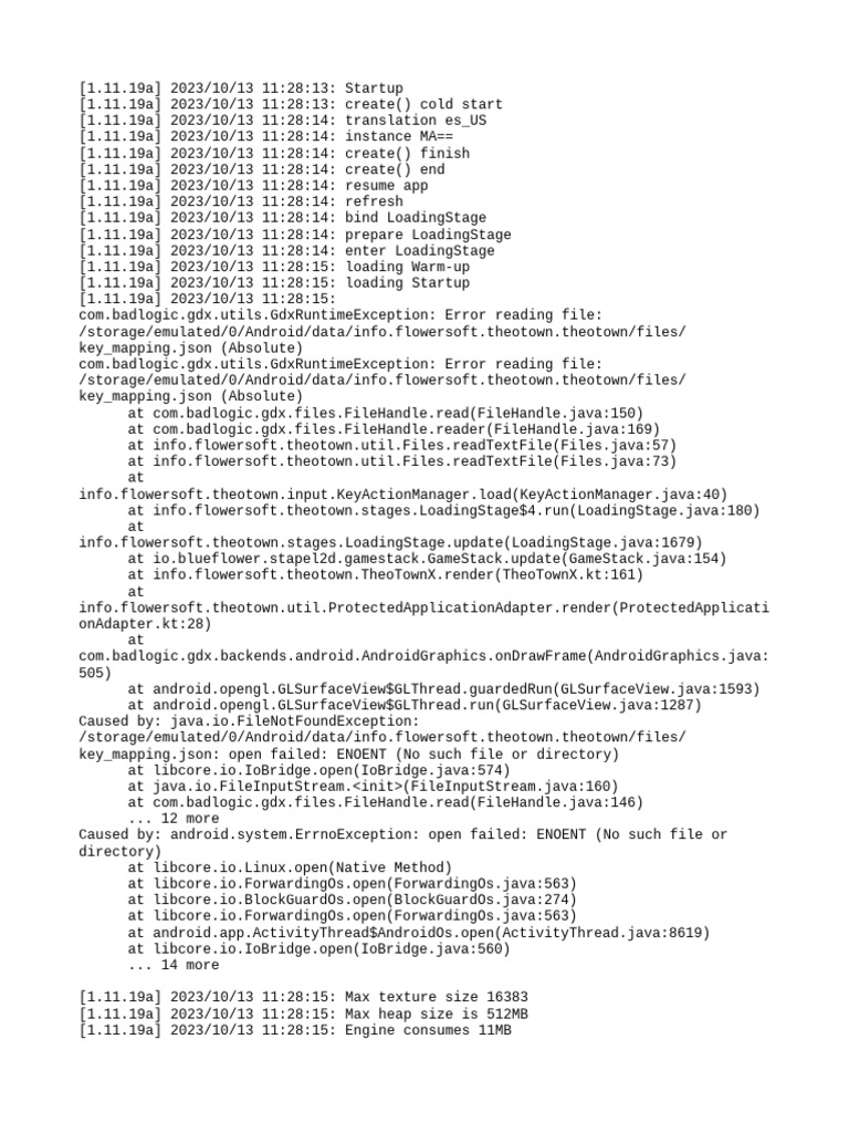 App Startup and Error Log Analysis | PDF | Computing Platforms ...
