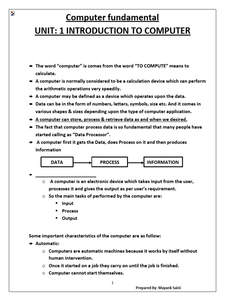 Introduction to Computer Fundamentals | PDF | Printer (Computing ...