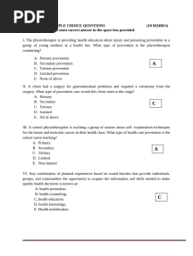 QUESTION PAPER 1 Health Promotion