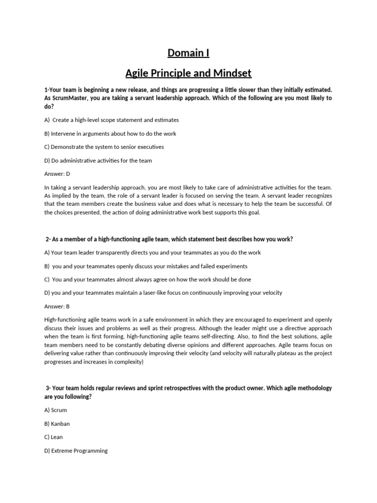 1-Agile Principle and Mindset Q - A | PDF | Scrum (Software Development ...