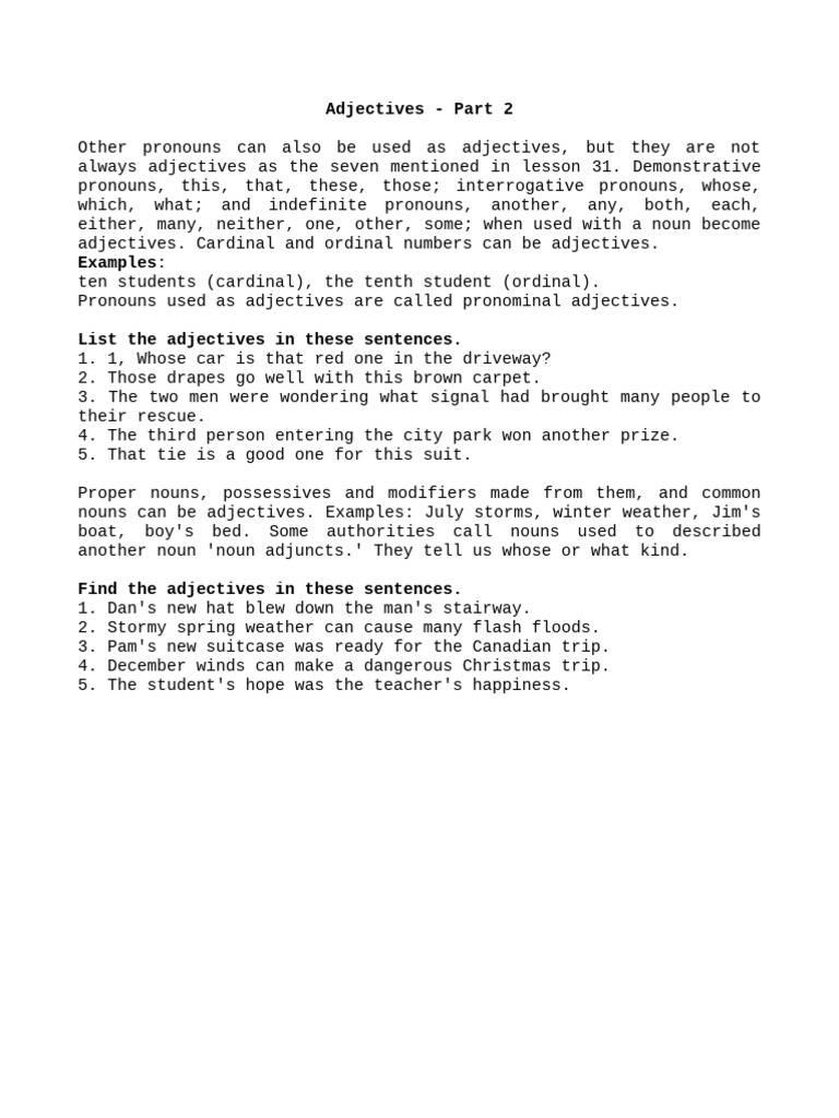 25 Adjectives Part 2 Pdf
