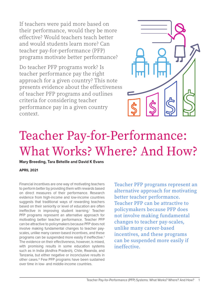 Teacher Performance Pay: Effectiveness Insights | PDF | Teachers ...