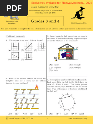 math kangaroo 2013-2024問題集　英語と中国語 math kangaroo 2013-2024問題集 英語と中国語
